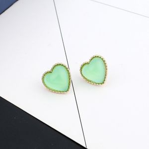 Mint Green Heart Resin Post Earrings